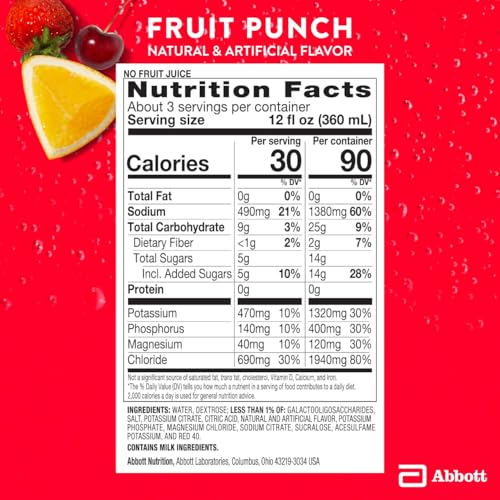 Image of Pedialyte Sport Electrolyte Drink, Fast Hydration with 5 Key Electrolytes for Muscle Support Before, During, & After Exercise, Fruit Punch, 1 Liter, Pack of 4