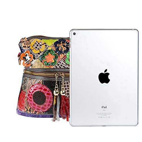 Segater® Women’s Multicolor Floral Crossbody Bag Cowhide Leather Handbag Colorful Purses Vintage Snake Pattern Shoulder Bag3