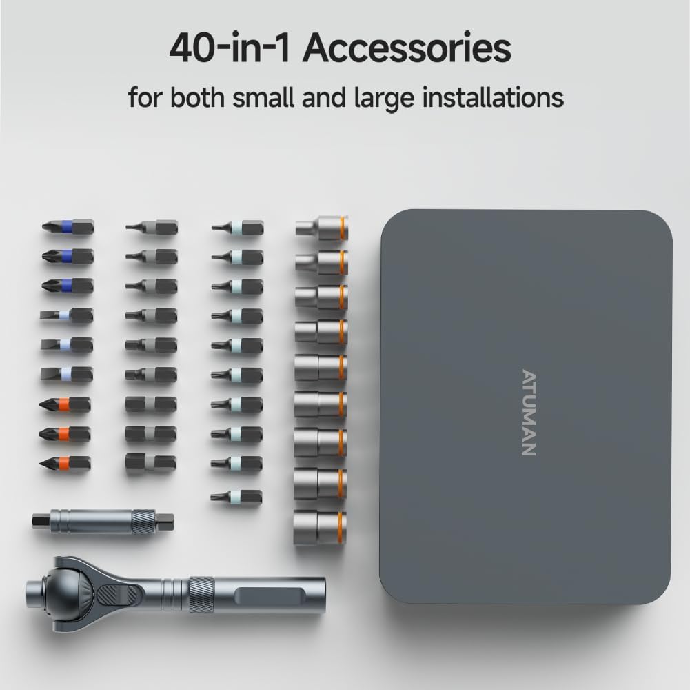 ATuMan 40 in 1 magnetic ratchet screwdriver set with Detachable Handle, 180° Ratchet Head, 45-Tooth Mechanism, Magnetic Tool Kit with Case for Computer, Electronics Repair, Ideal for Home, DIY - Image 5