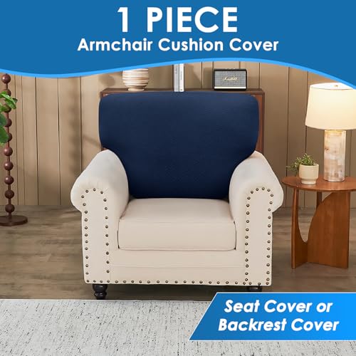 XINEAGE Large Couch Cushion Covers Seat Cushion Cover Thick Stretch Sofa Slipcovers 1 Piece Individual Couch Covers with Elastic Bottom(Single XL Seat Cushion/Backrest,Navy Blue)