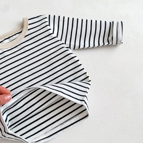 Infant Baby Boys Girls Striped Crewneck Sweatshirt Long Sleeve Pullover Sweatshirts Sweater Casual Tops Basic T-Shirt3