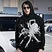Qualitup Unisex Spider Horror Hoodie Dark Streetwear Gothic Punk High Street Fashion Halloween Must-Have (Black, Large)