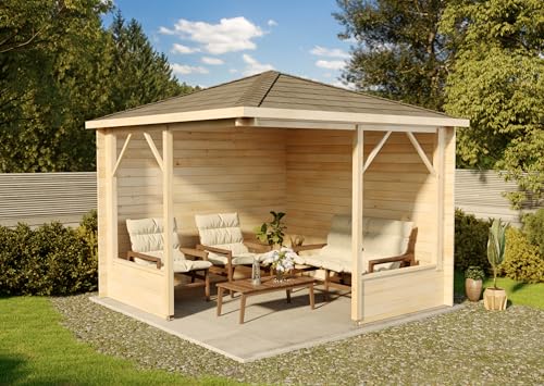 Alpholz 5-Eck Gartenlaube Maik-28 aus Massiv-Holz, Gartenhaus mit 28 mm Wandstärke, Garten Holzhaus inklusive Montagematerial, Geräteschuppen Größe: 300 x 300 cm, Spitzdach Alpholz 5-Eck Gartenlaube Maik-28 aus Massiv-Holz, Gartenhaus mit 28 mm Wandstärke, Garten Holzhaus inklusive Montagematerial, Geräteschuppen Größe: 300 x 300 cm, Spitzdach