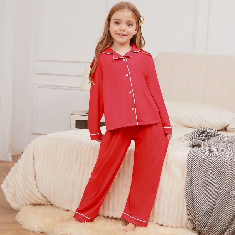 CHILDRENSTAR Girls Boys Pajamas Sets Long Sleeve Button Down 2 Pieces Nightwear Shirt Kids Lounge Set - Image 4