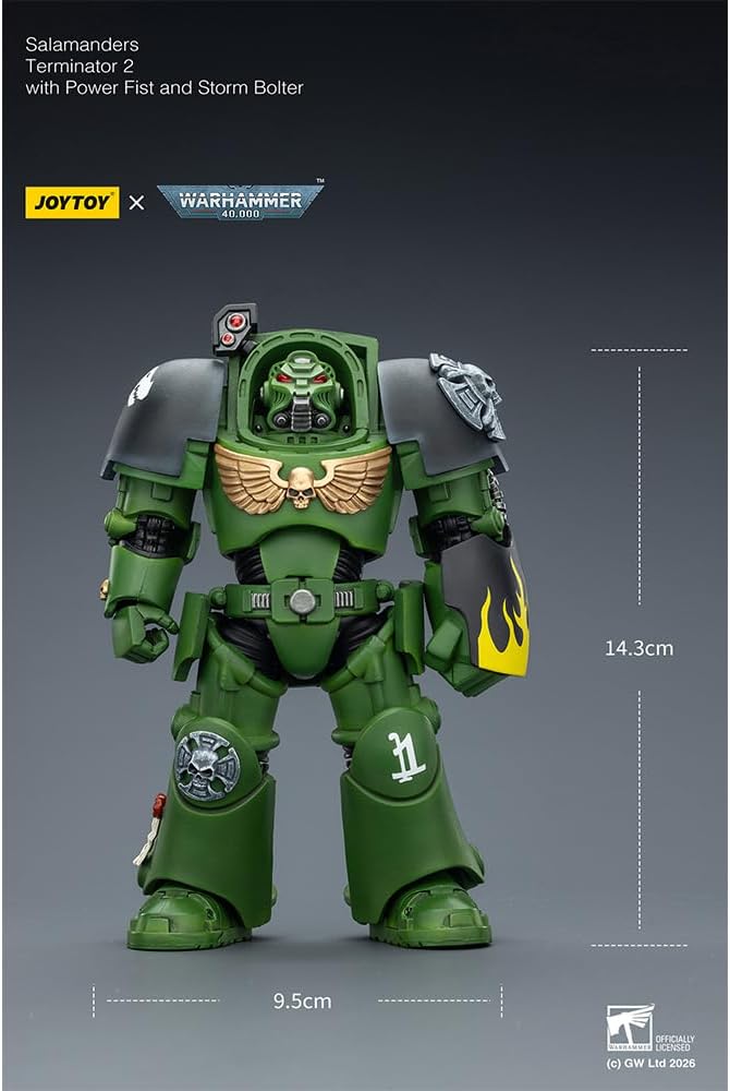 JOYTOY Warhammer 40K 1/18 Action Figure Salamanders Terminator 2 with Power Sword and Storm Bolter 5.6in Model Collector's Gift