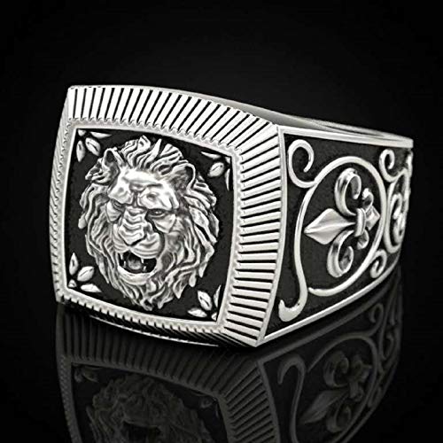 Lion Head Ring For Men, Norse Viking Roaring Lion Ring Vintage Engraved Carved Band Rings, Punk Hip Hop Lion Signet Ring, Lion Totem Amulet Ring, Gothic Animal Lion Jewelry Gift For Men Boys (11) #TOP1