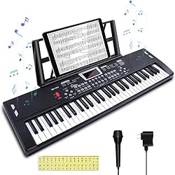 【Perfect 61-Key Electric Keyboard Piano for Beginners】♫ This Masterhome 61 key piano keyboard is specially designed for beginners, offering an ideal learning tool with standard-sized keys and smooth touch response. It helps new players build proper f...