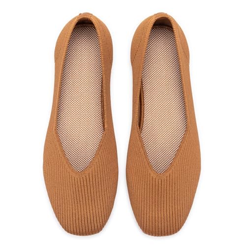 Image of Frank Mully Womens Casual Flat Shoes Square Toe Shoes Knitted Work Flat Comfort Dressy Flat Shoes for Daily Washable