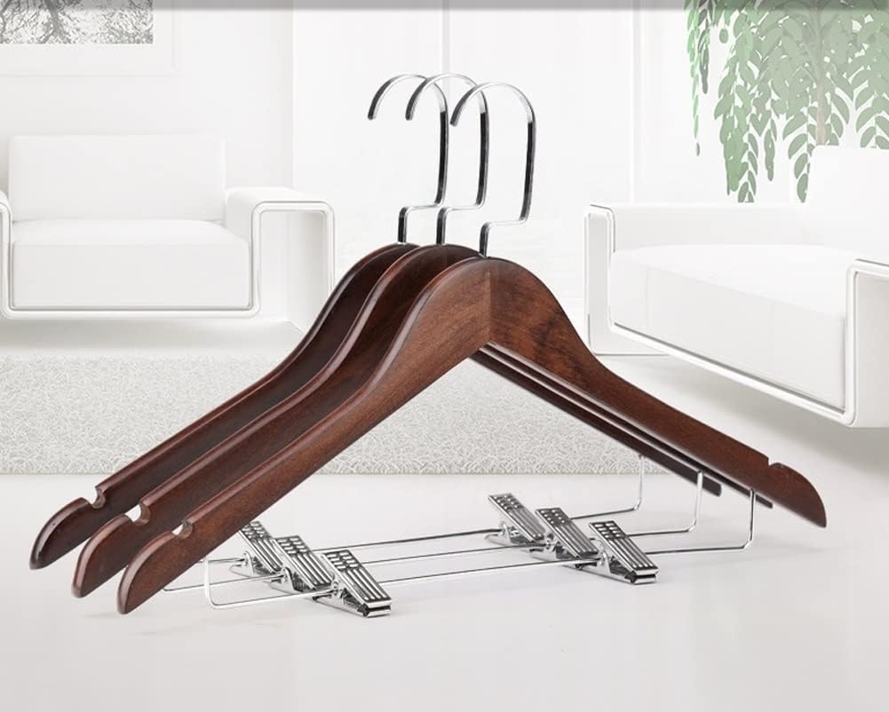 Coat Hangers Clothing Organization 10Pcs Vintage Coat Hanger Clip Space Saving Clothes Rack Skirt Wooden Trouser Pants Clothes Hangers Organizer Closet Essentials