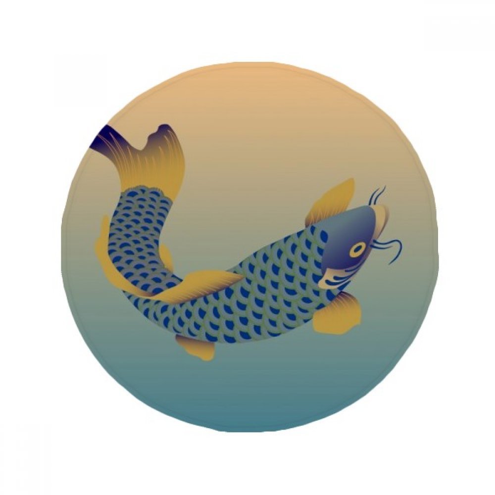 Tapis de sol poisson bleu anti-dérapant rond 80cm pour salon