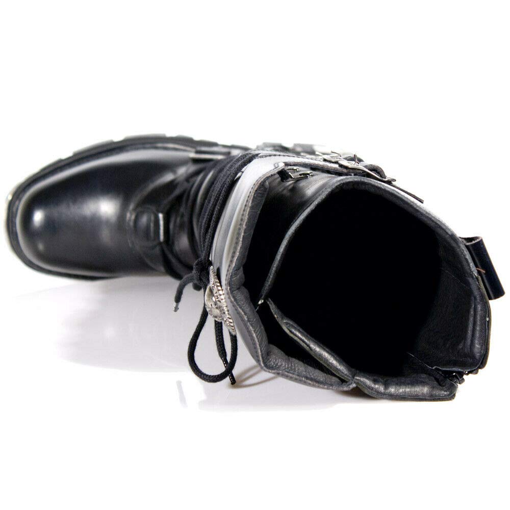 New Rock Newrock 272 Metallic Black Goth Knee High Zip Boot Leather Buckle Boots product thumbnail 8