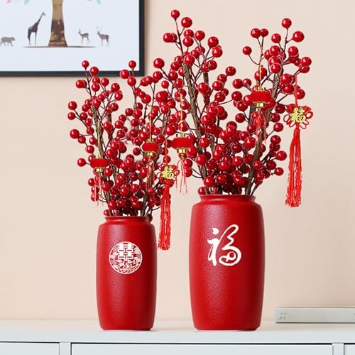 Vase en céramique rouge moderne comme objet de décoration d'étagère - 5