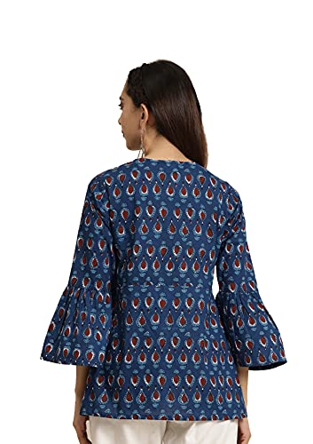 Image of Yash Gallery Women's Premium Febric Regular Fit Short Floral Printed Kurta Top