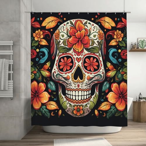 Rideau de douche tête de mort épais anti-moisissure et imperméable