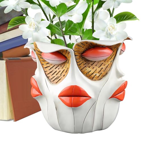 Jardinera con cara, jardinera facial,Plantador abstracto de maceta de cara | Macetas divertidas, decoración artística para el hogar, macetas únicas para interiores y exteriores