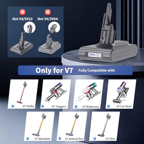 Image of Upgraded 7.0Ah Replacement for Dyson V7 Battery Compatible with Dyson Battery SV11 229687 225403 V7 Animal /Motorhead /Trigger /Absolute /Fluffy /Allergy Cordless Vacuum