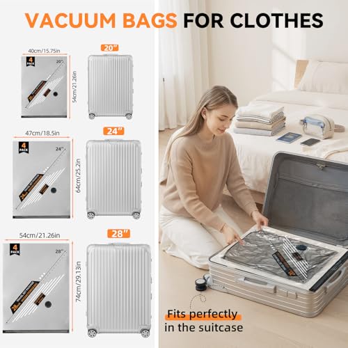 Bolsas de compresión herméticas reutilizables para guardar ropa con bomba de vacío portátil 3