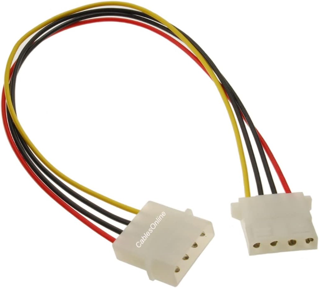 CablesOnline, 12 Inches Internal 4-Pin Molex LP4 Male to LP4 Female Power Extension Cable, PC-000C