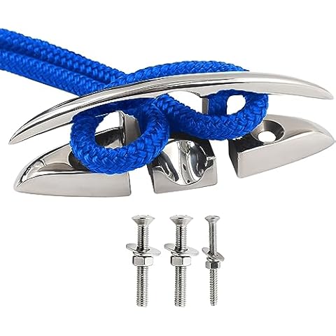Laorde Boat Cleat 316 Stainless Steel Folding Cleats 6 Inch Marine Grade Rope Cleat Flip Up Dock Cleat for Boat Kayak and Decoration with Fastener 1 Pack Cover
