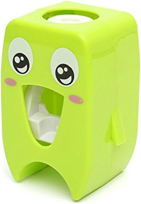 HuaPa Cartoon Automatic Toothpaste Dispenser, Cute Wall Mounted Toothpaste Squeezer for Kids - Green