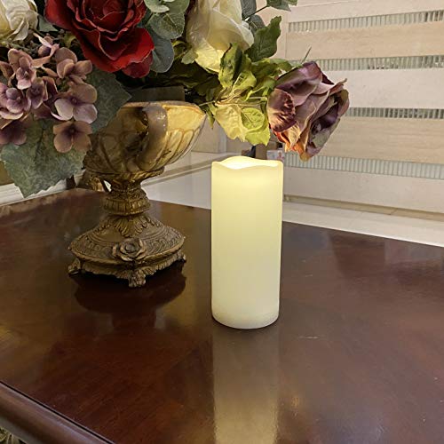 Image of 2 Pack Outdoor Flameless Pillar Candles with Remote and Timer Waterproof Battery Operated Electric LED Candle Set for Gift Home Decor Party Wedding Supplies Garden Christmas Decoration, 3 inch x 7 inch