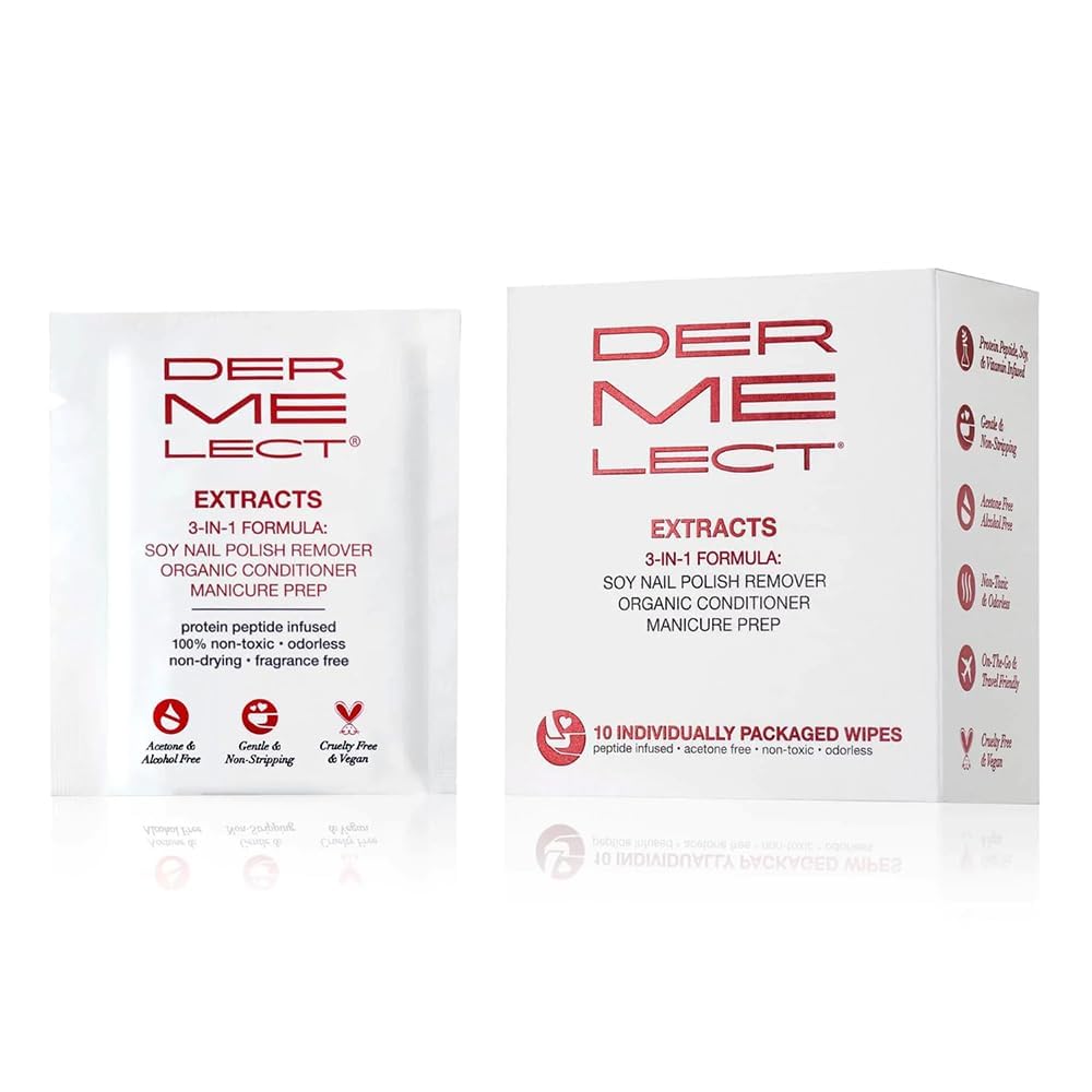 Dermelect Extracts Acetone Free Soy Nail Polish Remover Wipes, 10 Count