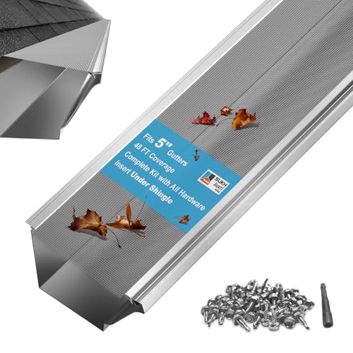 Gutter Guard Kit,Stainless Steel Mesh Gutter Guard, Fits 5-inch & Smaller Gutters, Heavy-Duty Aluminum Frame, Leaf Guard for Gutters, SmartPitch Technology, DIY-Friendly