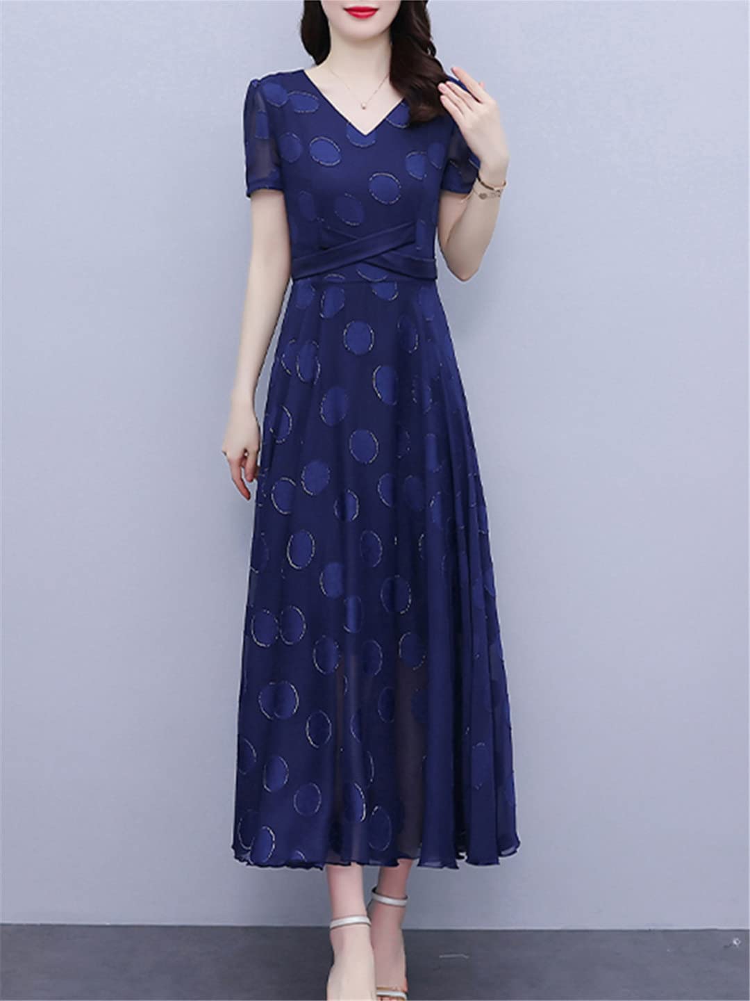 Suwequest Abito da sera lungo da donna, estivo, in chiffon, elegante, casual, per feste e balli di fine anno