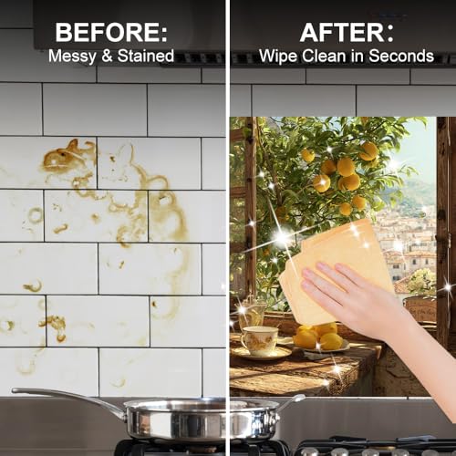 Image of Lemon Tree Village Window Backsplash Peel and Stick, 35.4x23.6 in