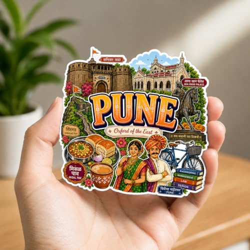 Image of Zesta Wooden Fridge Magnets Set | Refrigerator Decor Magnets for Kitchen | India Souvenir Fridge Magnet Collection | Wooden Magnet for Fridge Door Decoration (Pune)