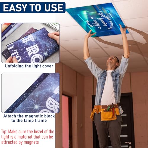 Image of VIHOSE 4 Pcs Fluorescent Light Covers for Ceiling Lights 4 x 2 ft Motivational Magnetic Light Covers Inspirational Classroom Filters for Classroom Office Home Kitchen(Landscape)