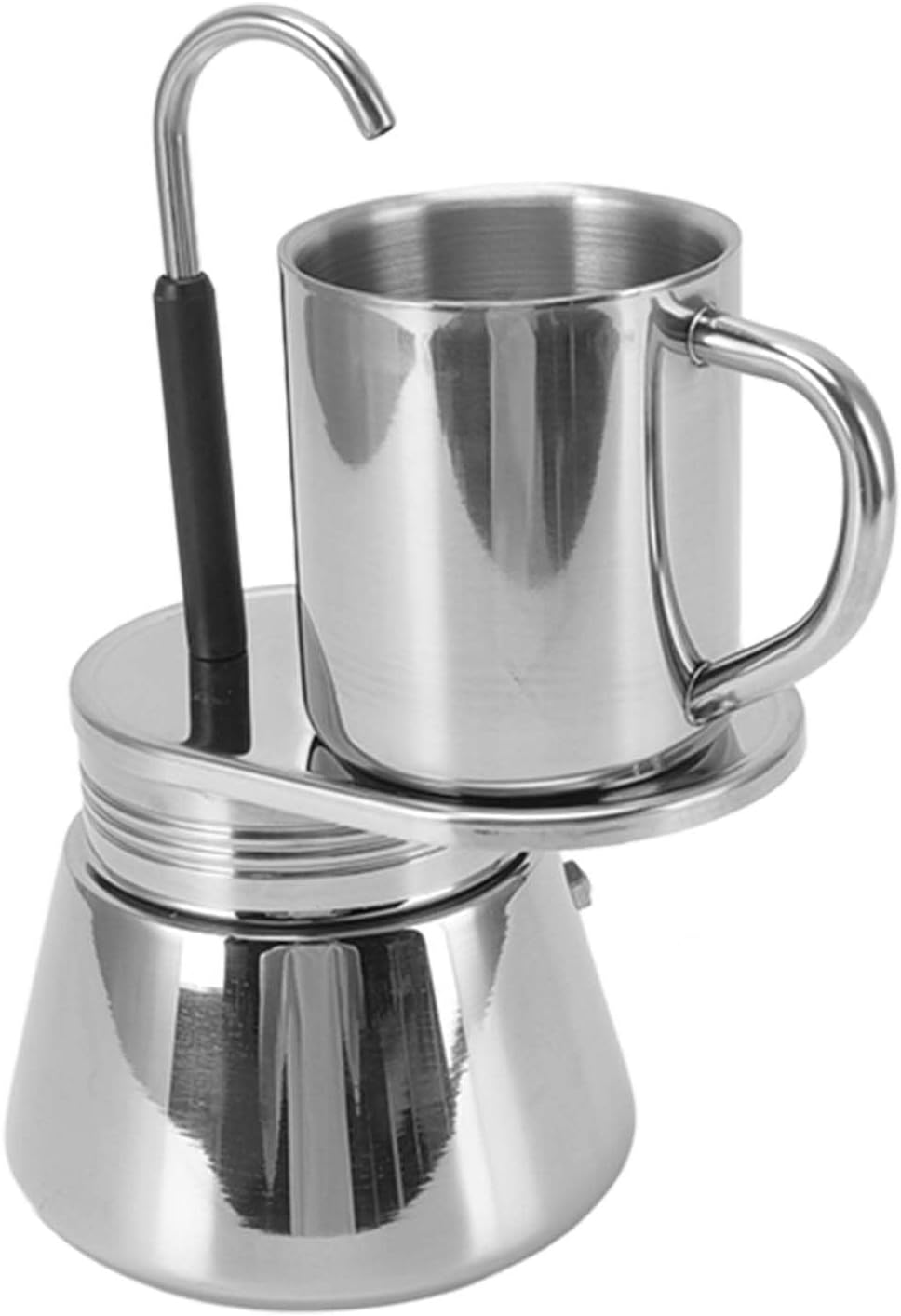 Honio Moka Coffee Maker Set, Single Spout Moka Pot Lightweight Stainless Steel Rustproof for Cafe