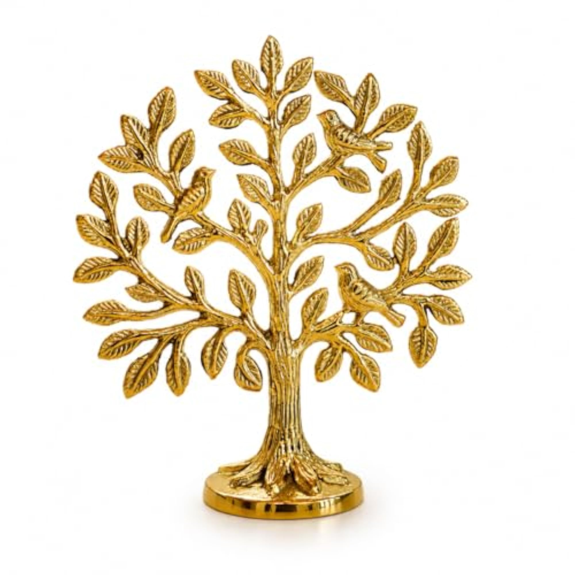 Brass Gold Finish Kalpvriksh Tree with 4 Birds for Table Decor