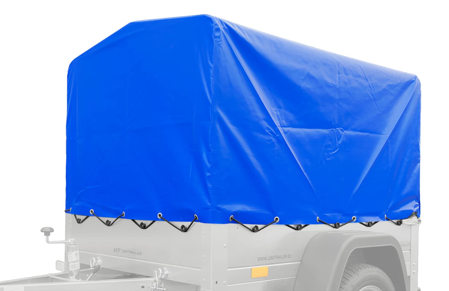 UNITRAILER Bâche Haute Bleue 150x106 cm pour Remorque Garden Trailer 150 Kipp, Hauteur 80 cm Imperméable avec Cordon Élastique pour Protection du Chargement