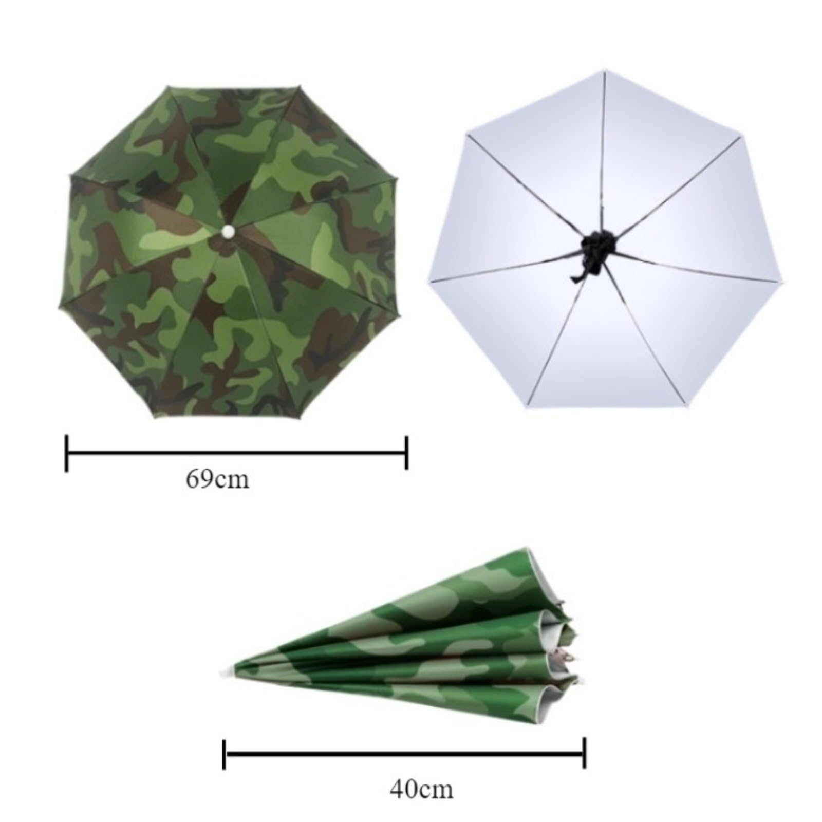 Kapelusz Parasolowy do Golfa 3-częściowy Składany Parasol Wędkarski, Przenośny, Bezdotykowy Nakrycie Głowy Bez Użycia Rąk Wędkarski