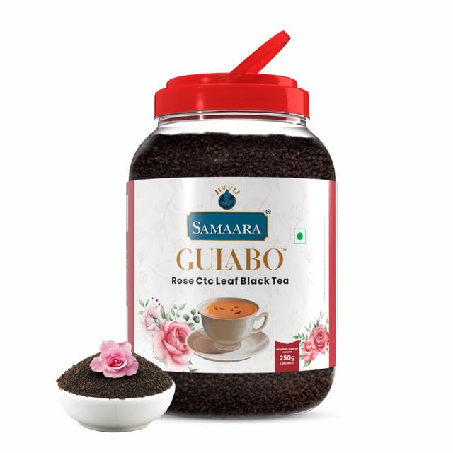 Samaara Gulabo Rose Tea 250gm Jar, Assam Tea, Ctc Tea, Black Tea, Gulab Tea, Chai Patti, Premium Leaf Tea, Natural Gulab Rose Flavour Tea Powder 250gm #Gulabo (B0CRDYNMLJ) Amazon Price History, Amazon Price Tracker