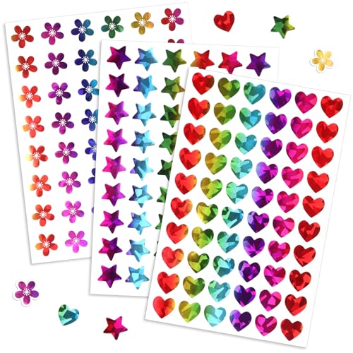1,620 Holographic Stickers for Kids' Rewards:Shiny Small Stars, Flowers, and Hearts (0.6') for School, Classroom, Student, and Teacher Supplies,...