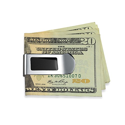 Personalized Greek Key, Carbon Fiber, Koa Wood Inlay, Two Tone Black Enamel Wide Strong Men Money Clip Card Holder Gift Father Silver Tone Stainless Steel Customizable3