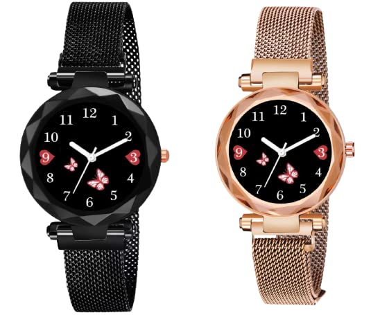 Counity Analogue Dial Butterfly New Magnet Watch for Women or Girls Combo of 2 (Black+Gold) (B0BXXKP57D) Amazon Price History, Amazon Price Tracker