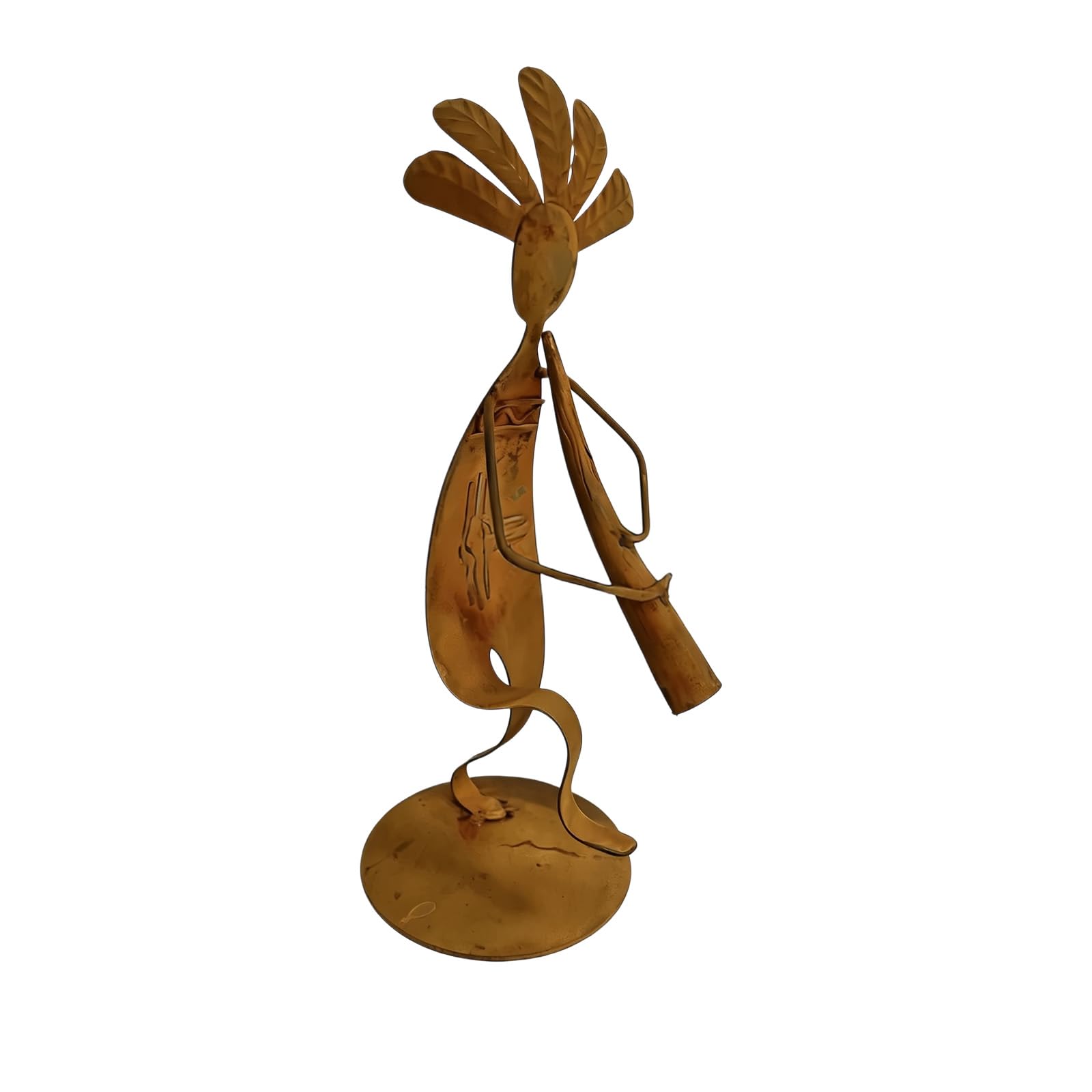 ZEPFJHE Cultural Art Iron Trumpet Player Figure Rusty Effect Antique Metal Abstract Indian Trumpeter Statue Home Decoration Gifting Iron Indian Musician Statue