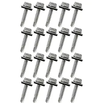 PSCCO 20PCS #10 x 1 Inch Metal Roofing Screws Galvanized Hex Head Sheet Metal Roof Screw for Corrugated Roofing