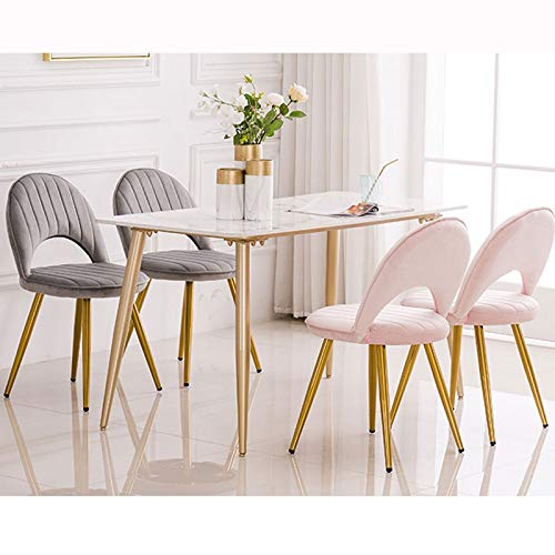 Dining Chair Kitchen Dining Room Furniture Chairs Modern Design Dining Chair with Metal Legs Velvet Seat and Backrests for Living Room Bedroom Kitchen Counter Lounge (Color : Light Pink)