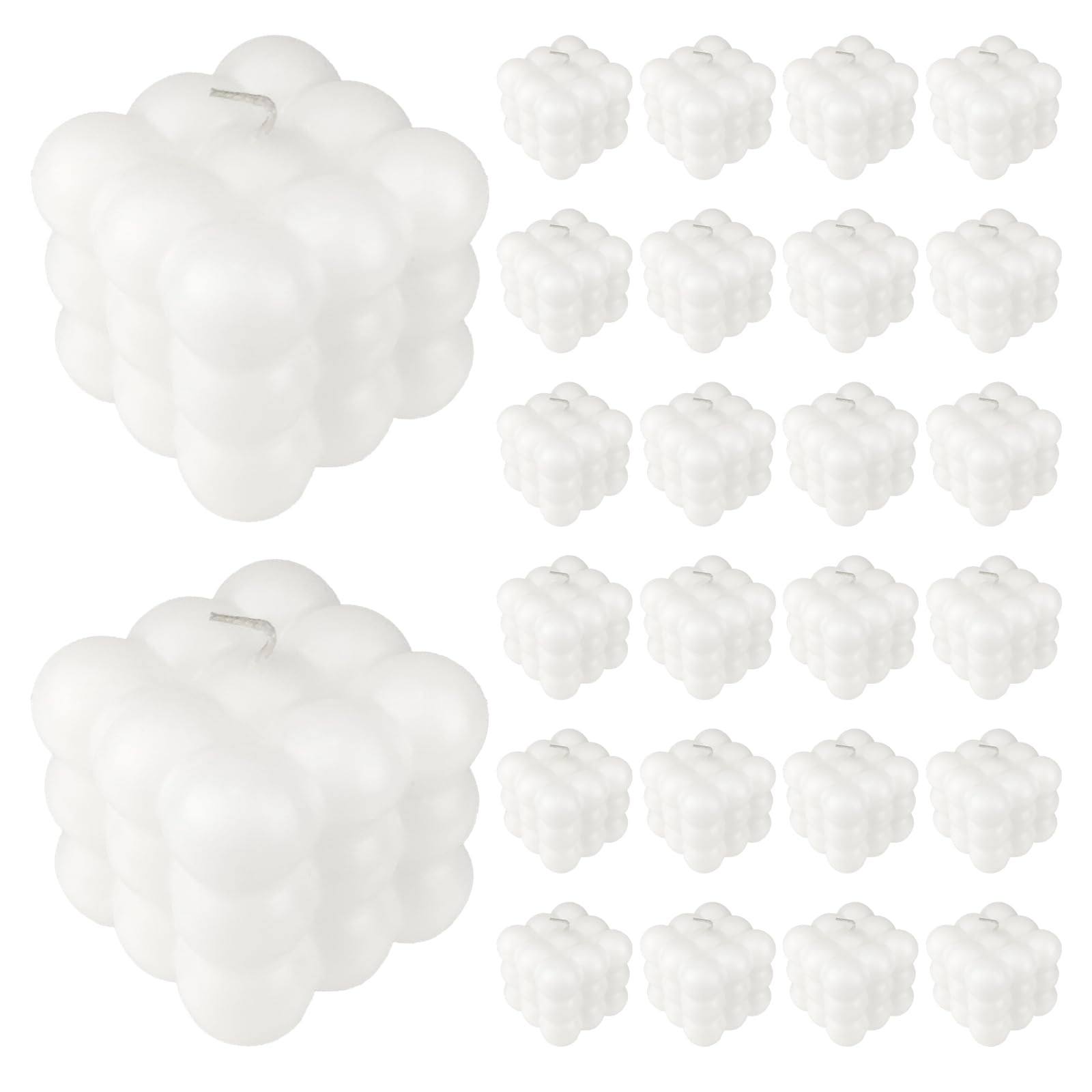 24 velas de burbujas – Velas de cera de soja de vainilla en forma de cubo – Mini velas de soja hechas a mano, para decoración estética de habitación, vela decorativa grande para el hogar