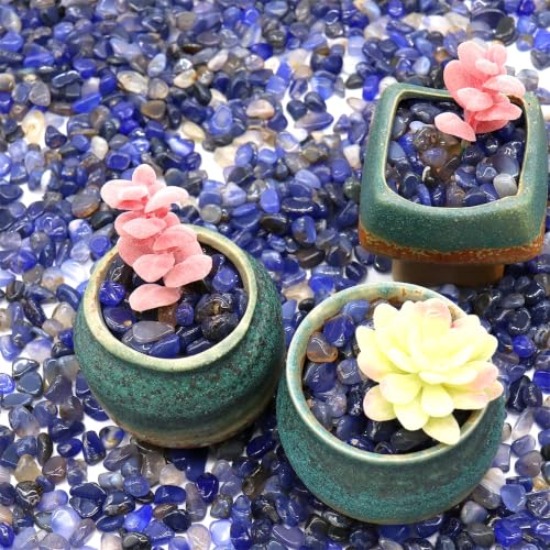 Image of WAYBER Natural Tumbled Agate Quartz Decorative Crystal Pebbles, 1 Lb Blue | Lustrous Polished Finish, Rich Long-Lasting Hues, Toxin-Free Material, Perfect for DIY Crafts & Home Decor