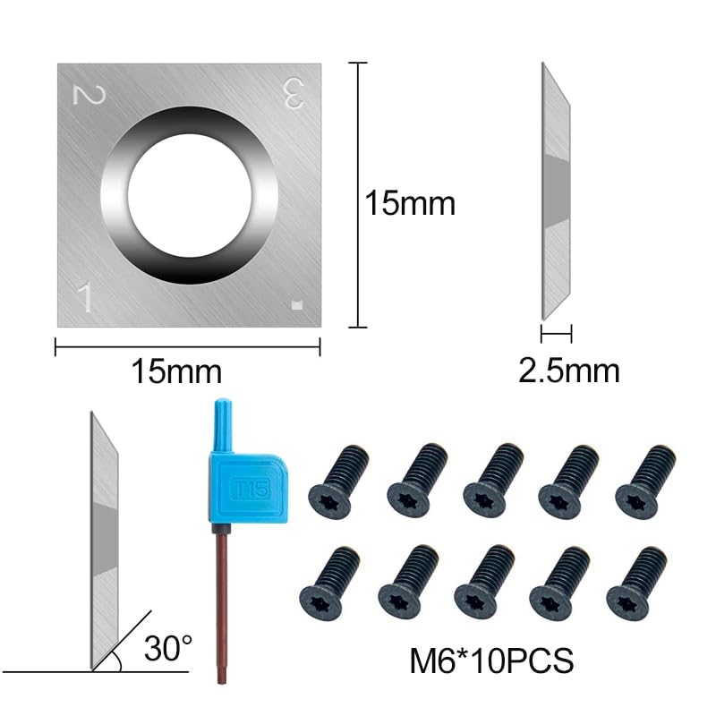 10 piezas de insertos cuadrados de carburo para madera miniatura 3