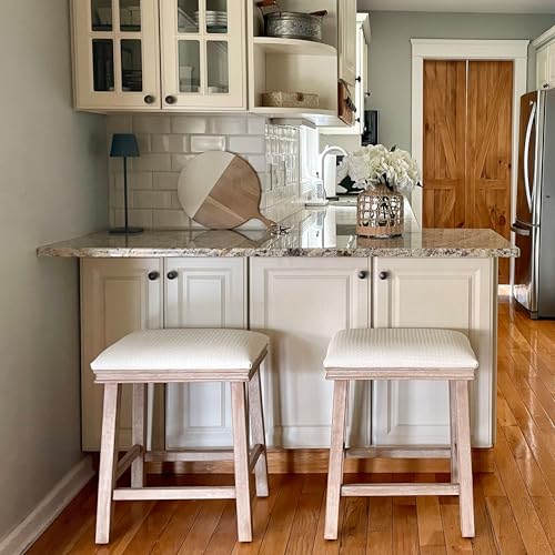 Image of PHI VILLA Counter Height Bar Stools Set of 2, Solid Wood Barstools