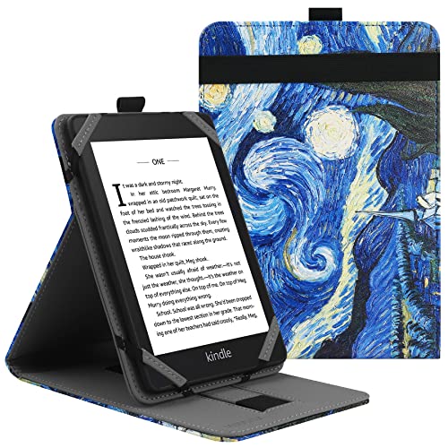 VOVIPO Funda Protectora Universal para Kindle Paperwhite Kobo eReader de 6 Pulgadas, Funda Folio Compatible con BQ Kobo Kindle Sony Pocketook Tolino de 6',Tener múltiples perspectivas-Starry Sky