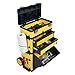 Stackable Rolling Tool Box Organizer with Telescopic Comfort Grip Handle – Mobile Upright Rigid Tool Chest with Wheels and Drawers by Stalwart