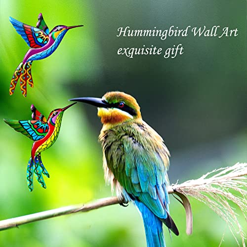 2 Stück Kolibri Metall Deko Wand 3D Zum Aufhängen - Vögel Wanddeko Skulptur Outdoor Garten Metall Wandkunst Dekor Wandskulptur
