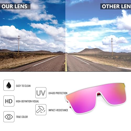 Image of FEISEDY Sunglasses for Women Men, Fashion Mirrored Single Lens Shades | 80s Rave Neon Oversized Sun Glasses, Driving Beach UV400 Sunnies B2996